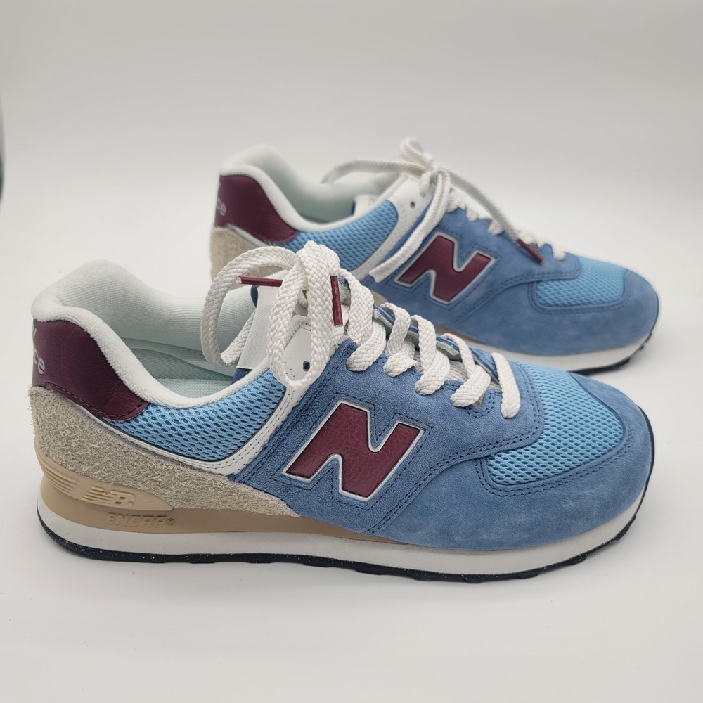 New Balance 574 U574SPR Blue Burgundy Sneakers Shoes NWOB Men's 10 - Picture 2 of 11